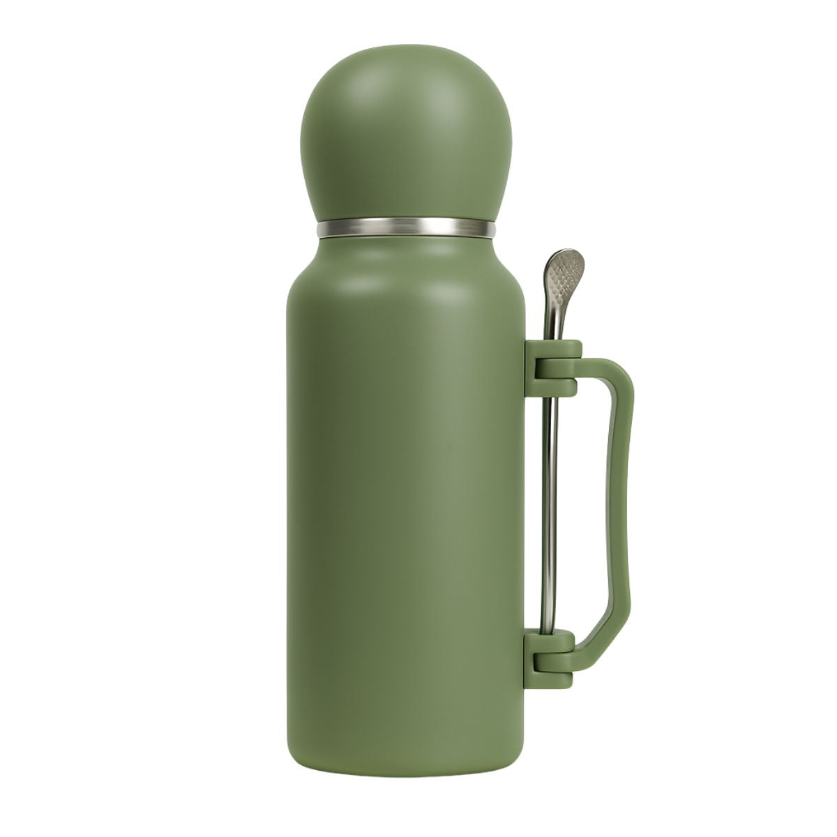 Termo Matero 1.3 Litros Acero Inoxidable + Mate Y Bombilla Verde