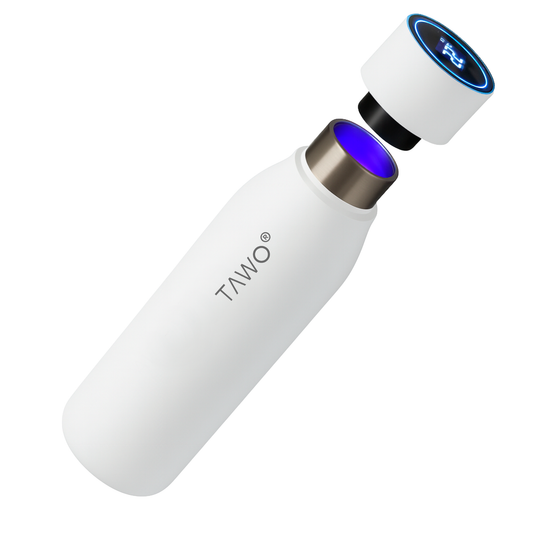 Botella Inteligente UV Autolimpiante TAWO® 750ml Blanco | Acero Inoxidable 316L