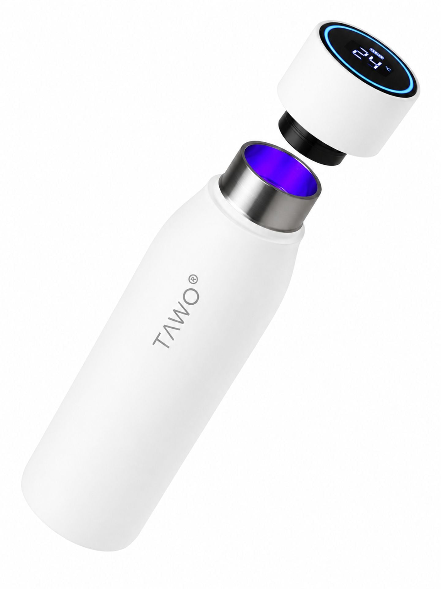 Botella Inteligente UV Autolimpiante TAWO® 750ml Blanco | Acero Inoxidable 316L
