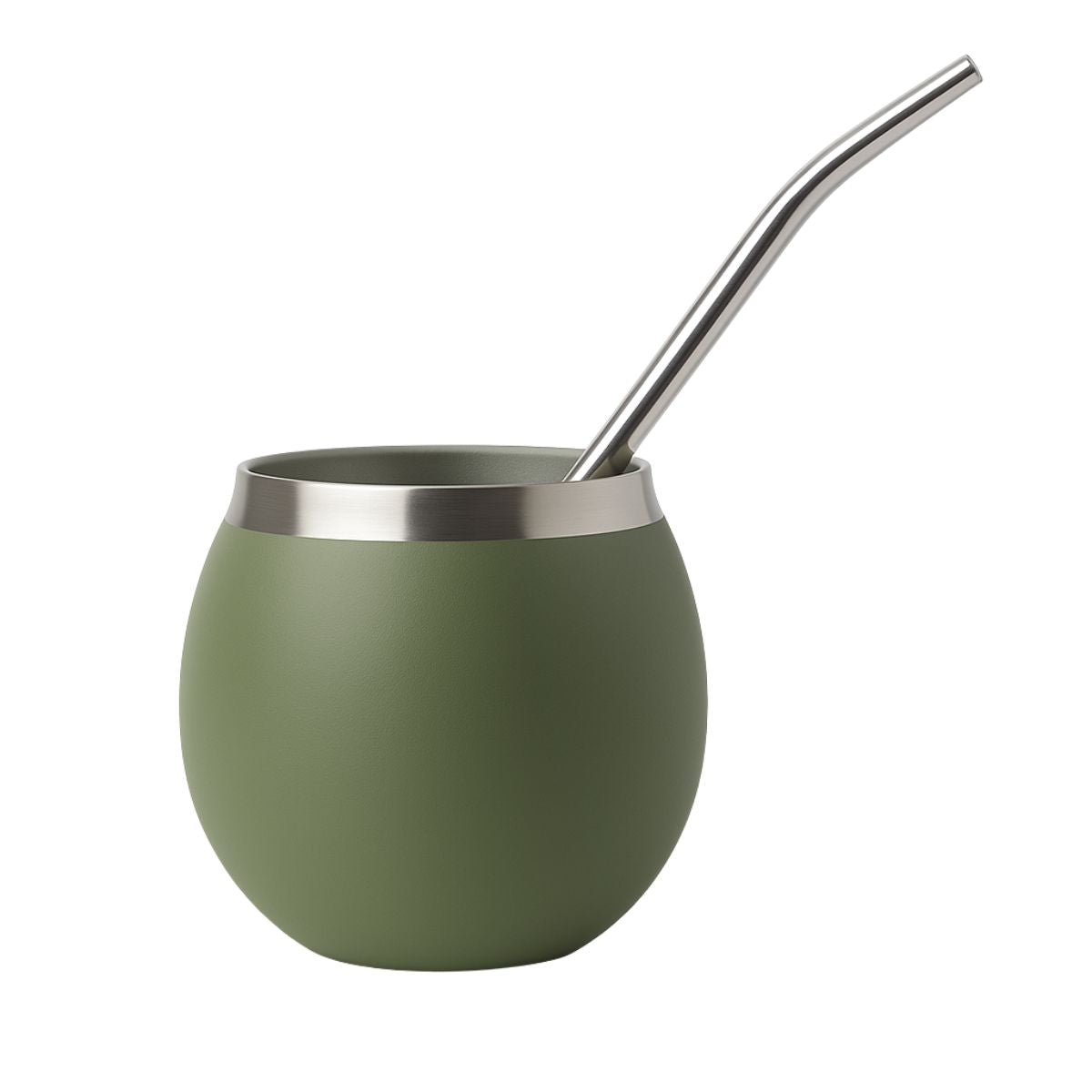 Termo Matero 1.3 Litros Acero Inoxidable + Mate Y Bombilla Verde