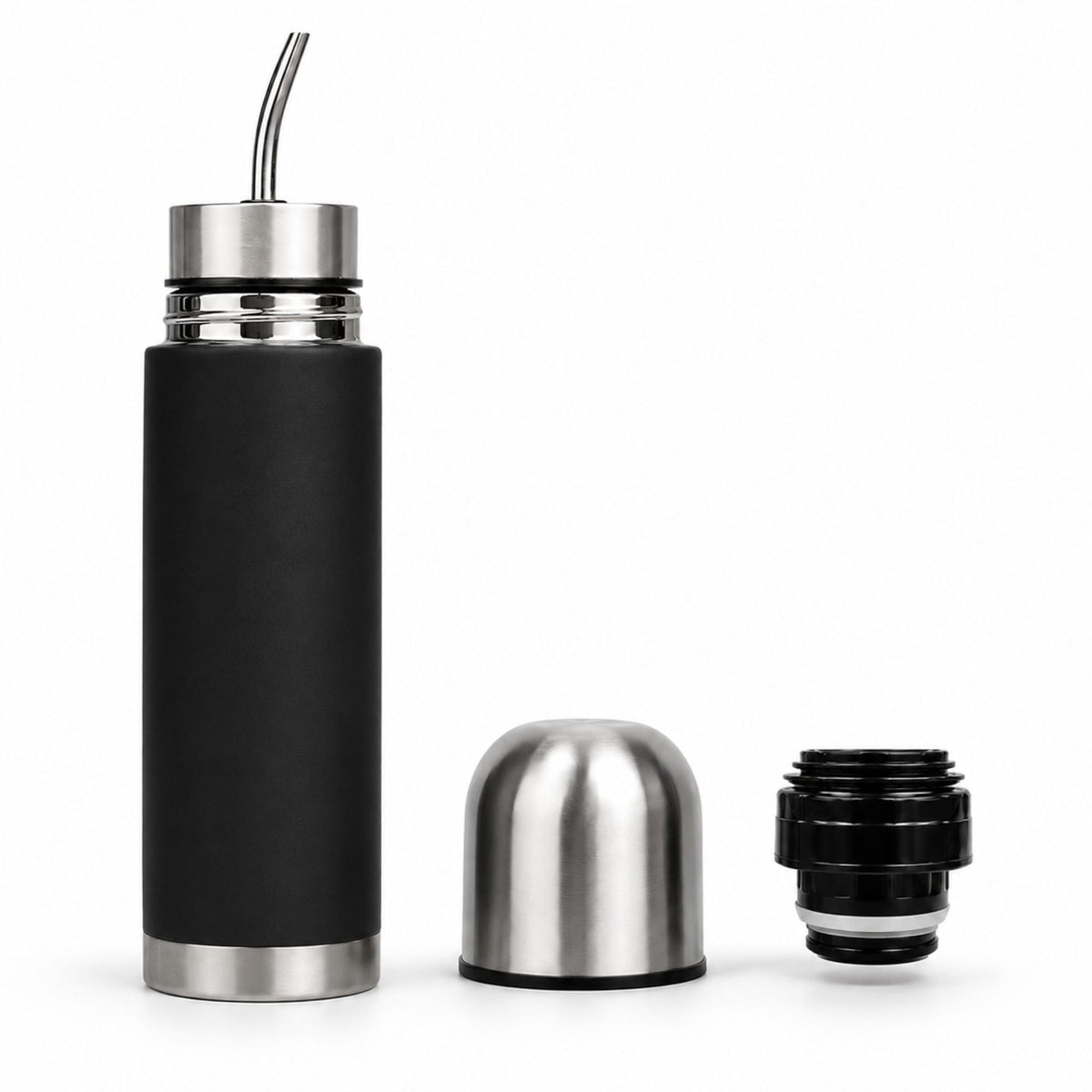 Termo Mate Acero Inoxidable 2 en 1 Botella Termica Tawo 750 Ml Negro