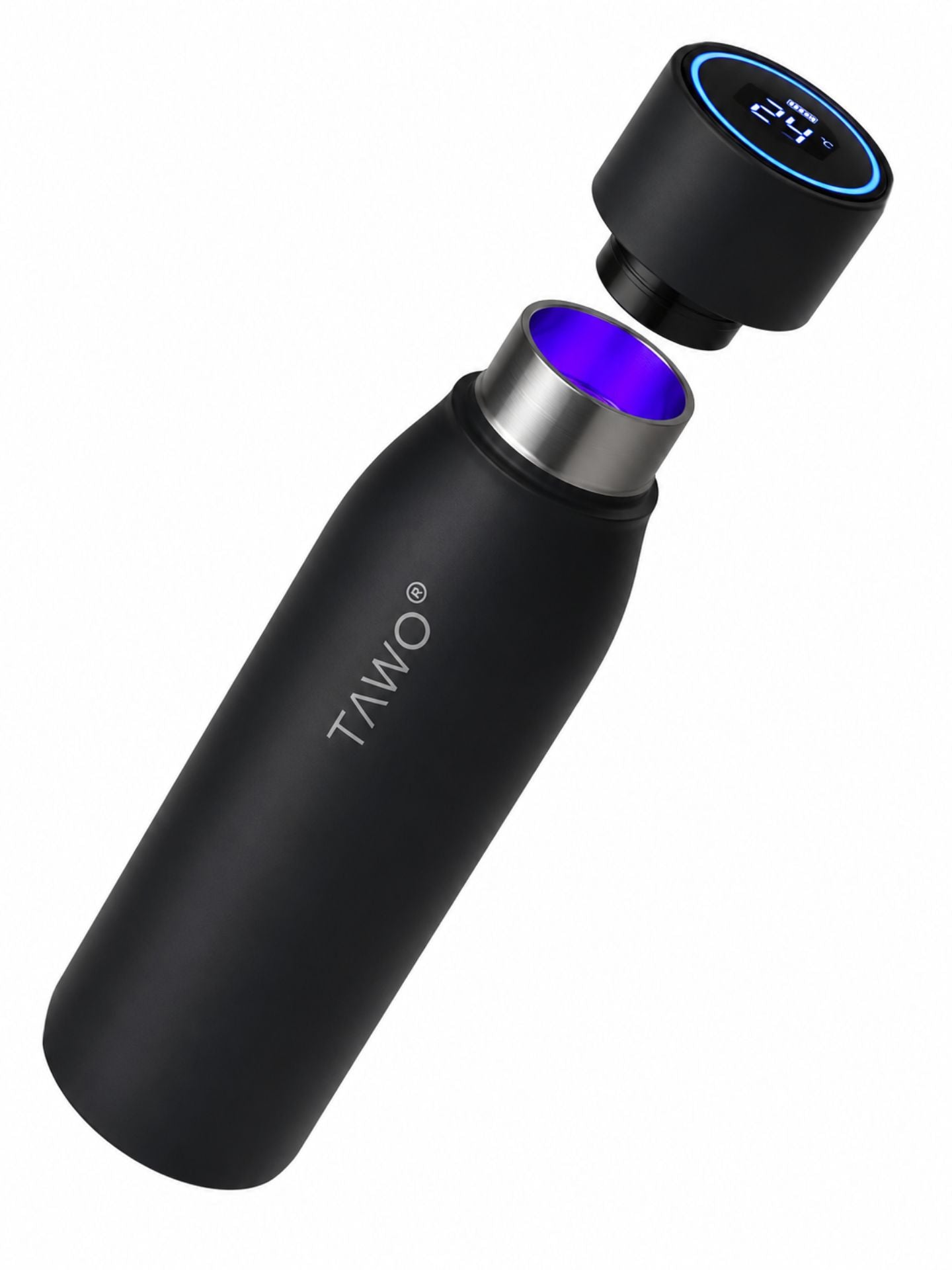 Botella Inteligente UV Autolimpiante TAWO® 750ml Negro | Acero Inoxidable 316L