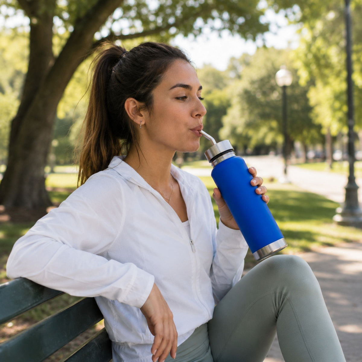 Termo Mate Acero Inoxidable 2 en 1 Botella Termica Tawo 750 Ml Azul