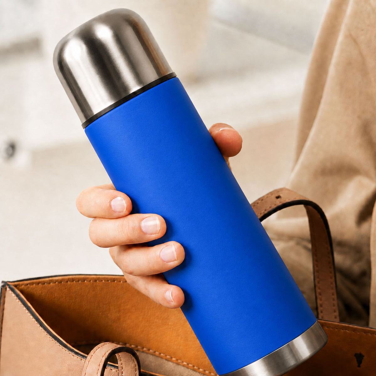 Termo Mate Acero Inoxidable 2 en 1 Botella Termica Tawo 750 Ml Azul