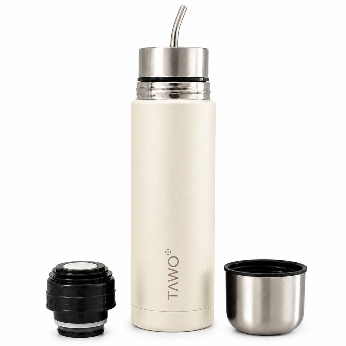 Termo Mate Autocebante Acero Inoxidable 2 en 1 Tawo 750 Ml - Blanco