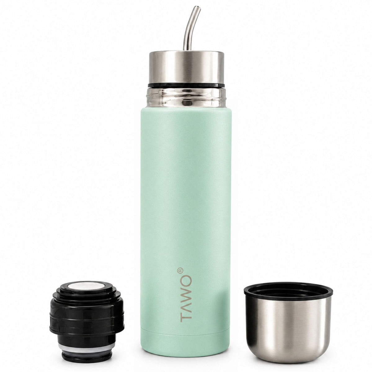 Termo Mate Autocebante Acero Inoxidable 2 en 1 Tawo 750 Ml - Verde Claro