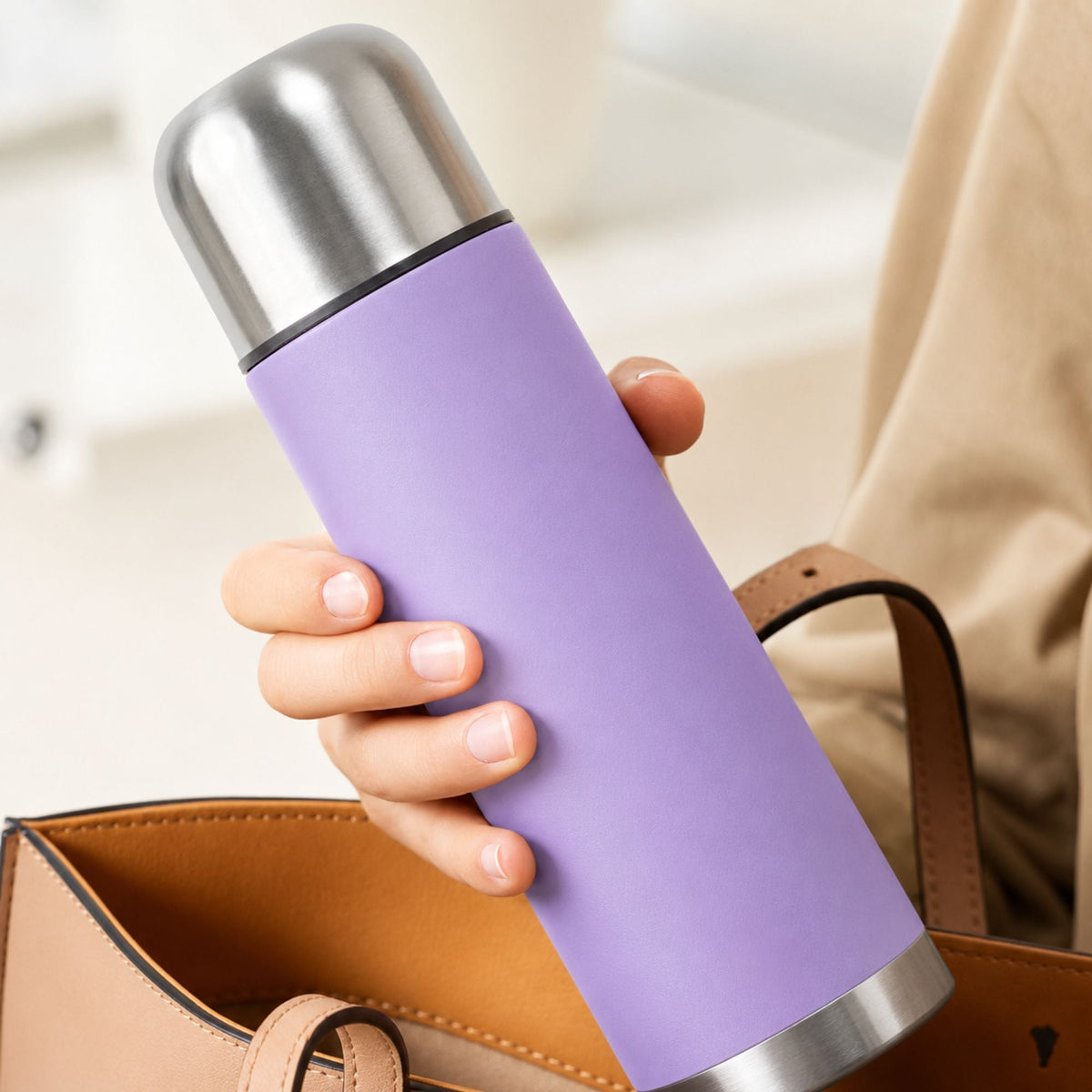 Termo Mate Acero Inoxidable 2 en 1 Botella Termica Tawo 750 Ml Morado