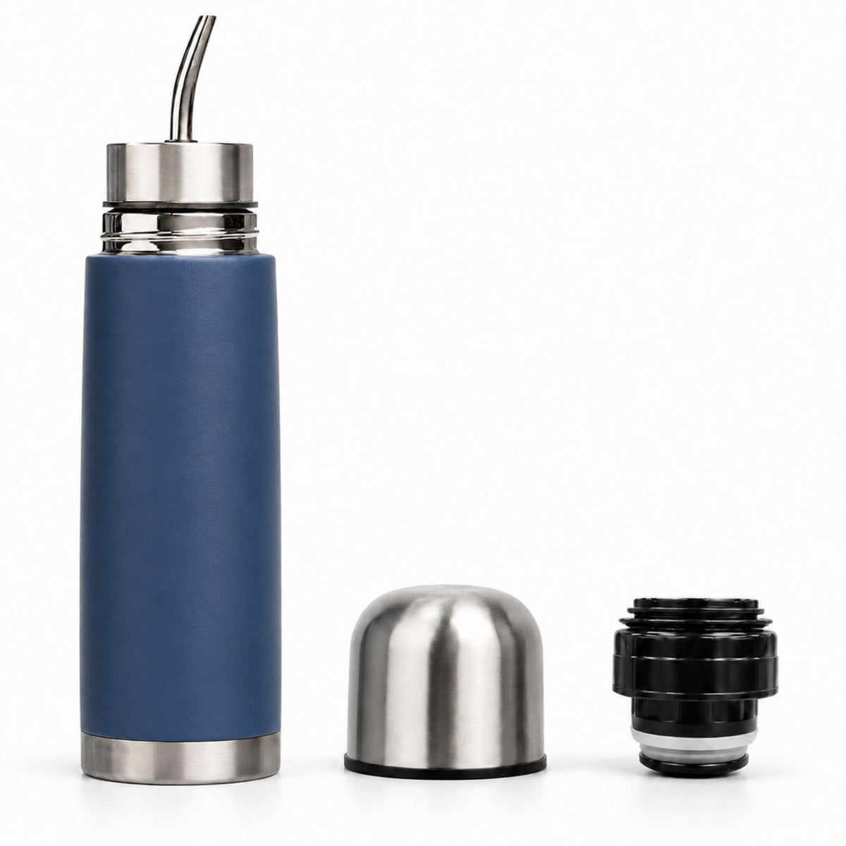 Termo Mate Acero Inoxidable 2 en 1 Botella Termica Tawo 750 Ml Azul Marino