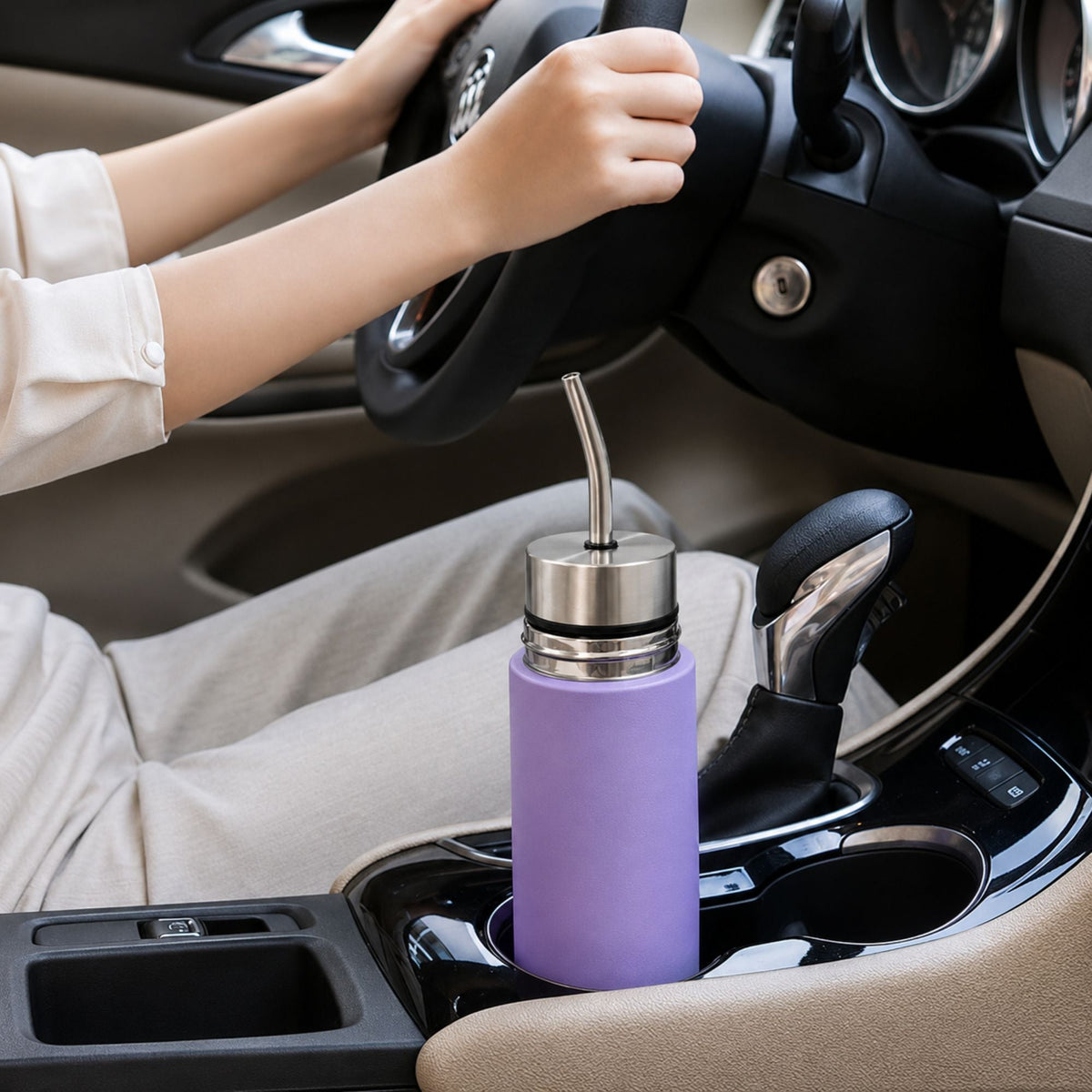 Termo Mate Acero Inoxidable 2 en 1 Botella Termica Tawo 750 Ml Morado
