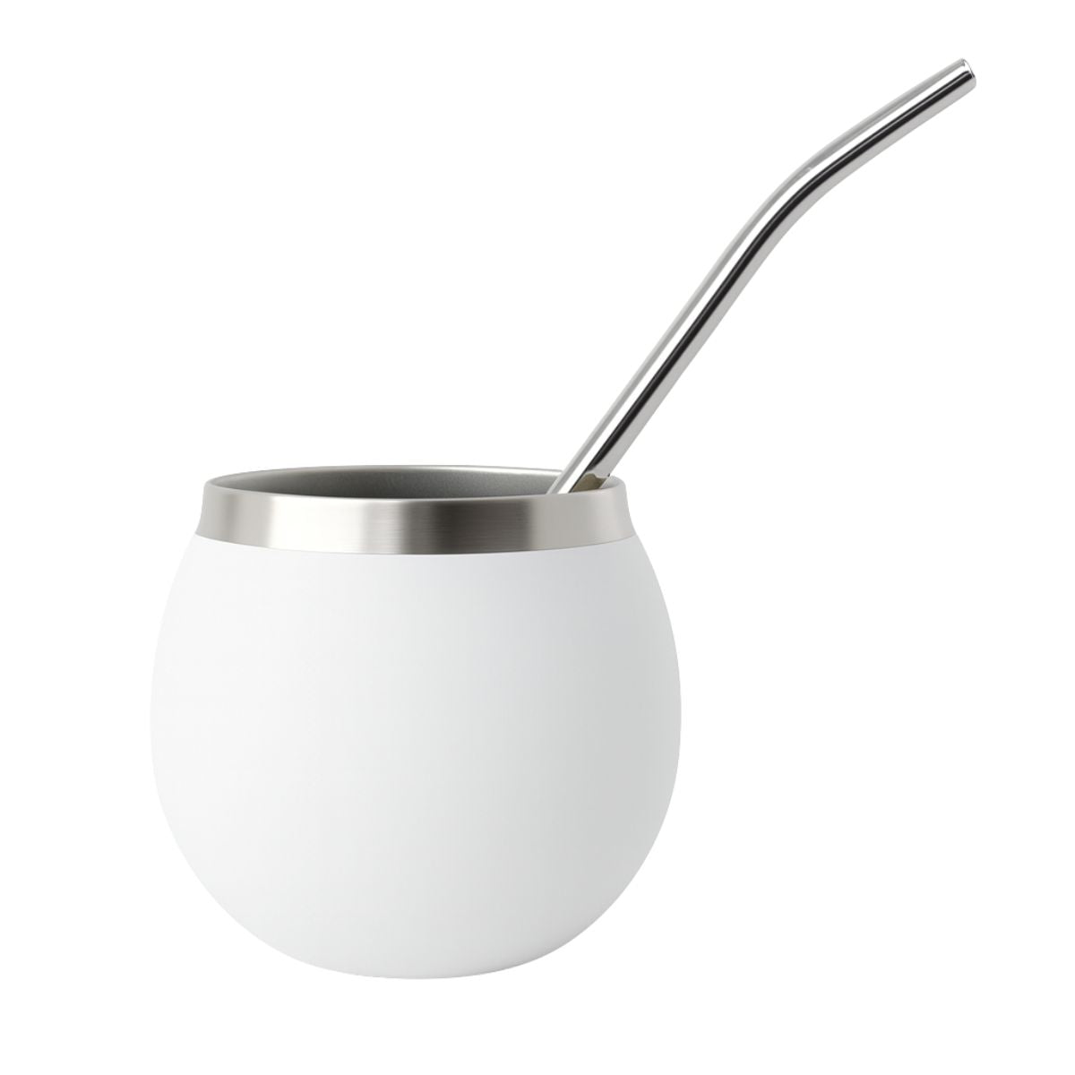 Termo Mate Acero Inoxidable 1.3 Litros Blanco + Mate y Bombilla